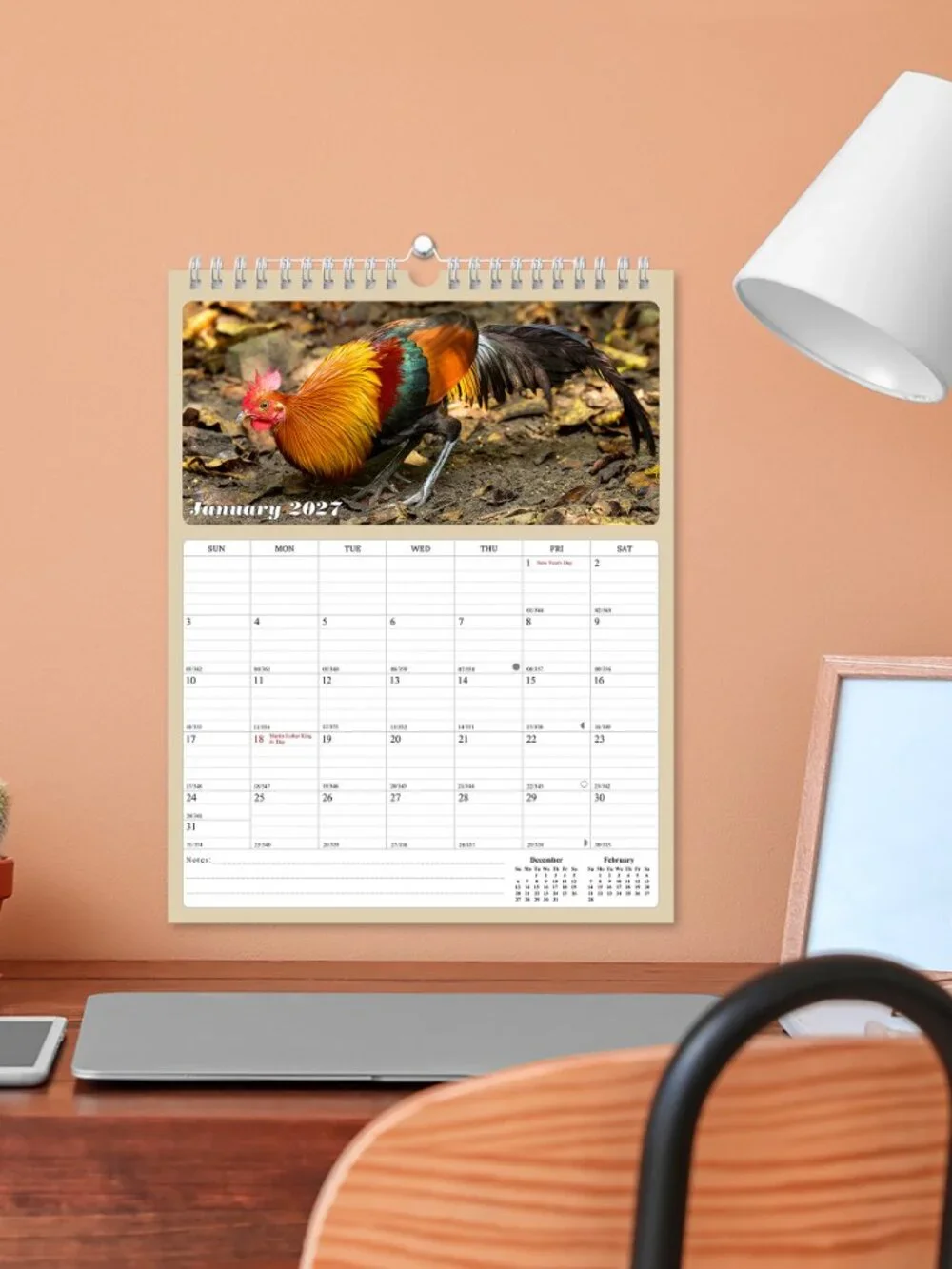2027 Wall Calendar Spiral-bound Twin - 12 Months Planner 8.5